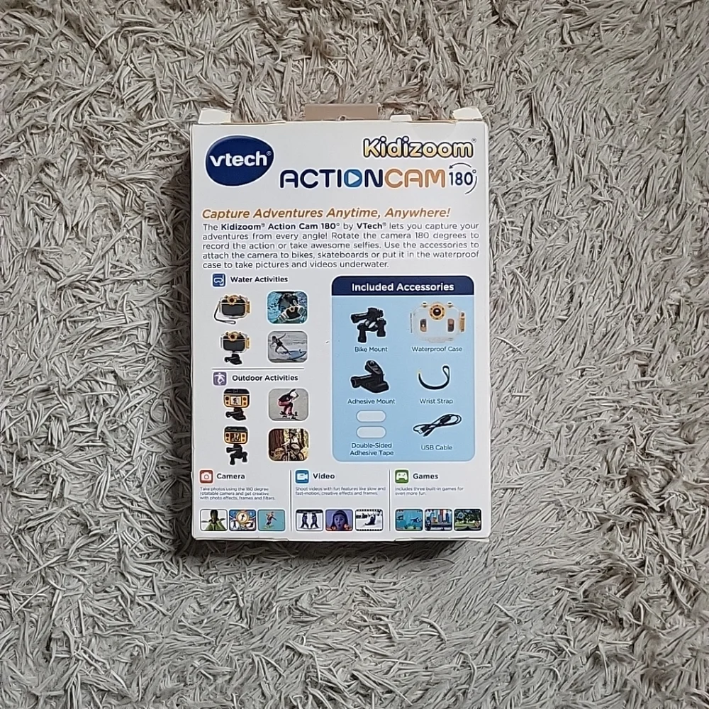 Vtech Kidizoom Action Cam 180° Camera All Weather Waterproof Case & Mounts New